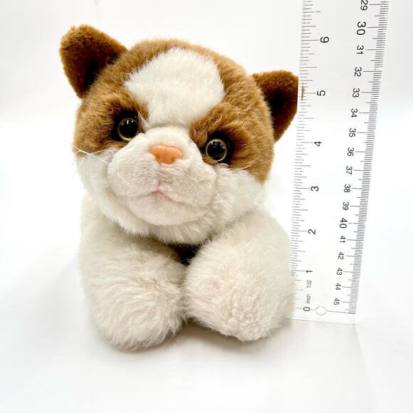 SKM Cat Plush Orange White Kitten Pink Nose Yellow Eyes Floppy Stuffed Vintage - Picture 9 of 9